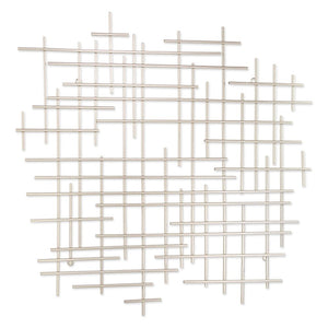 31" X 31" Silver Metal Abstract Lines Hanging Dimensional Sculpture