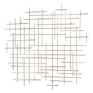 31" X 31" Silver Metal Abstract Lines Hanging Dimensional Sculpture