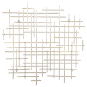 31" X 31" Silver Metal Abstract Lines Hanging Dimensional Sculpture