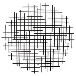 37" X 38" Black Metal Abstract Lines Round Hanging Dimensional Sculpture