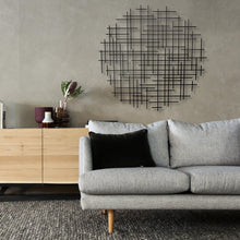 37" X 38" Black Metal Abstract Lines Round Hanging Dimensional Sculpture