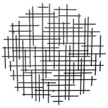 37" X 38" Black Metal Abstract Lines Round Hanging Dimensional Sculpture