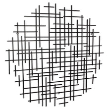 37" X 38" Black Metal Abstract Lines Round Hanging Dimensional Sculpture