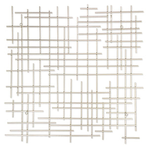 30" X 30" Silver Metal Abstract Lines Hanging Dimensional Sculpture