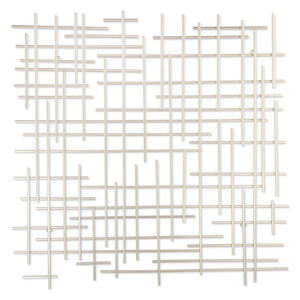 30" X 30" Silver Metal Abstract Lines Hanging Dimensional Sculpture