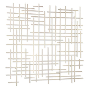 30" X 30" Silver Metal Abstract Lines Hanging Dimensional Sculpture