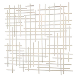 30" X 30" Silver Metal Abstract Lines Hanging Dimensional Sculpture