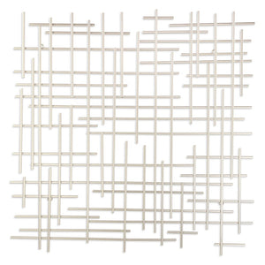 30" X 30" Silver Metal Abstract Lines Hanging Dimensional Sculpture