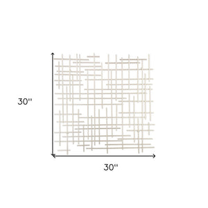 30" X 30" Silver Metal Abstract Lines Hanging Dimensional Sculpture