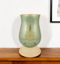 14" Green Mercury Glass Centerpiece Hurricane Candle Holder With Candle