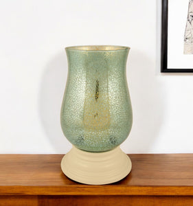 14" Green Mercury Glass Centerpiece Hurricane Candle Holder With Candle