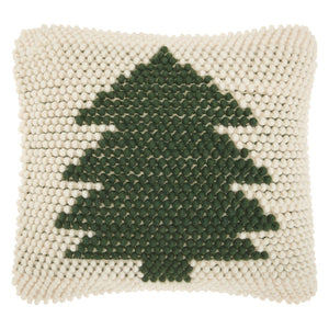 20" X 20" Green And Ivory Christmas Tree Textural Throw Pillow