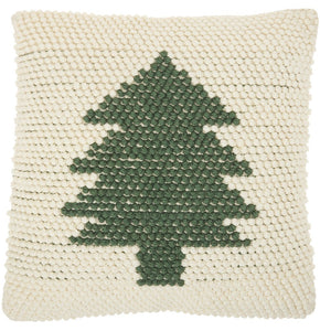 20" X 20" Green And Ivory Christmas Tree Textural Throw Pillow