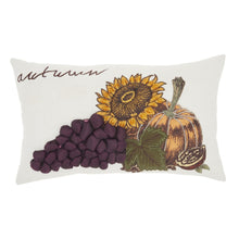 12" X 20" Lumbar Autumn Cotton Throw Pillow with Embroidery