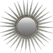 30" Antiqued Silver Gray Sunburst Wall Mounted Accent Mirror