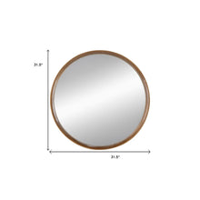 32" Brown Round Wood Framed Accent Mirror