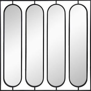 36" Black Square Iron Framed Accent Mirror
