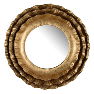 16" Gold Round Iron Framed Accent Mirror