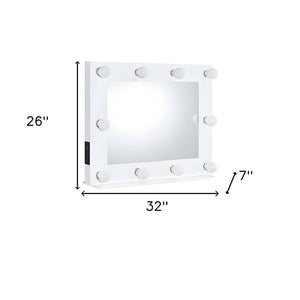 26" White Metal Framed Mounted Accent Mirror