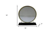 19" Brass Round Metal Framed Freestanding Mirror