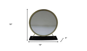 19" Brass Round Metal Framed Freestanding Mirror
