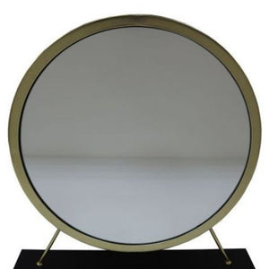 19" Brass Round Metal Framed Freestanding Mirror