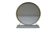 19" Brass Round Metal Framed Freestanding Mirror