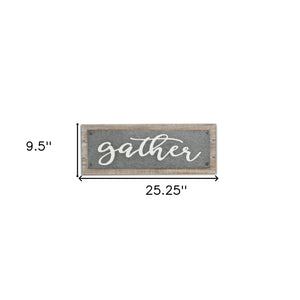 10" X 25" Brown and Gray Gather Wood and Metal Wall Decor