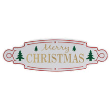 11" X 36" White Green and Red Merry Christmas Metal Wall Decor
