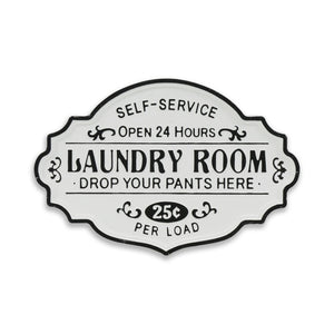 15" X 22" Black and White Laundry Room Metal Wall Decor