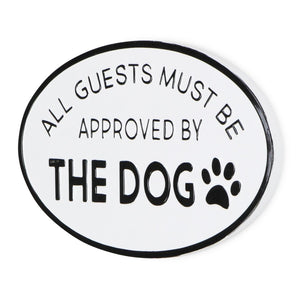 19" Black and White All Guests Approved By The Dog Metal Hanging Text Wall Decor