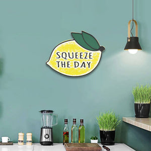 14" X 19" Yellow and White Lemon Squeeze The Day Metal Wall Decor