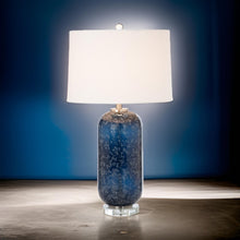Set of Two 30" Blue Crystal Table Lamp With White Drum Shade