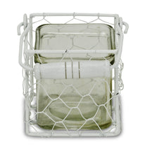 4" White Glass and Metal Lattice Tabletop Lantern Candle Holder