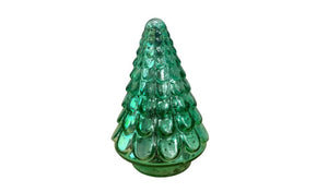 7" Embossed Green Glass Christmas Tree Sculpture