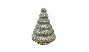 7" Embossed Silver Glass Christmas Tree Sculpture