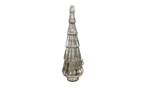 22" Silver Glass Christmas Tree Sculpture
