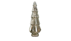 19" Silver Glass Christmas Hand Painted Christmas Tree Sculpture