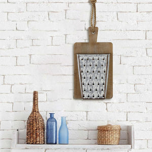 16" X 9" Gray and Brown Wood and Metal Kitchen Hanging Dimensional Sculpture