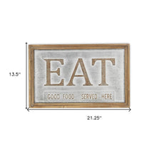 14" X 21" Gray and Brown Eat Wood and Metal Kitchen Wall Decor