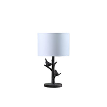 19" Rustic Dark Bronze Birds on a Tree Table Lamp With White Shade