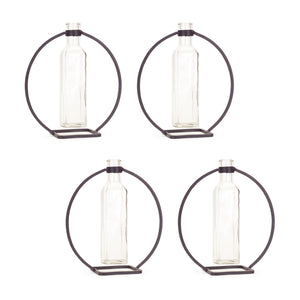 Set of Four Gray Round Metal Wall Vase