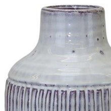 12" Gray And Brown Ribbed Terracotta Cylinder Table Vase