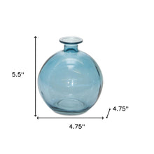 Set of Two Blue Glass Round Table Vase