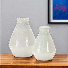 Set of Two White Bud Terracotta Table Vase