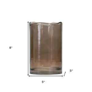 8" Brown Cylinder Glass Table Vase