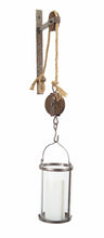 32" Silver Metal And Glass Wall Sconce Candle Holder