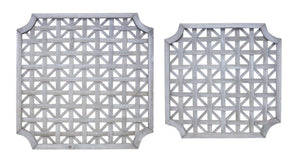 Set of Two Gray Geometric Solid Wood Square Framed Art