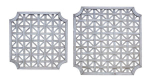 Set of Two Gray Geometric Solid Wood Square Framed Art