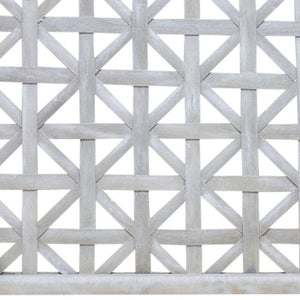 Set of Two Gray Geometric Lattice Wood Hanging Dimensional Sculptures